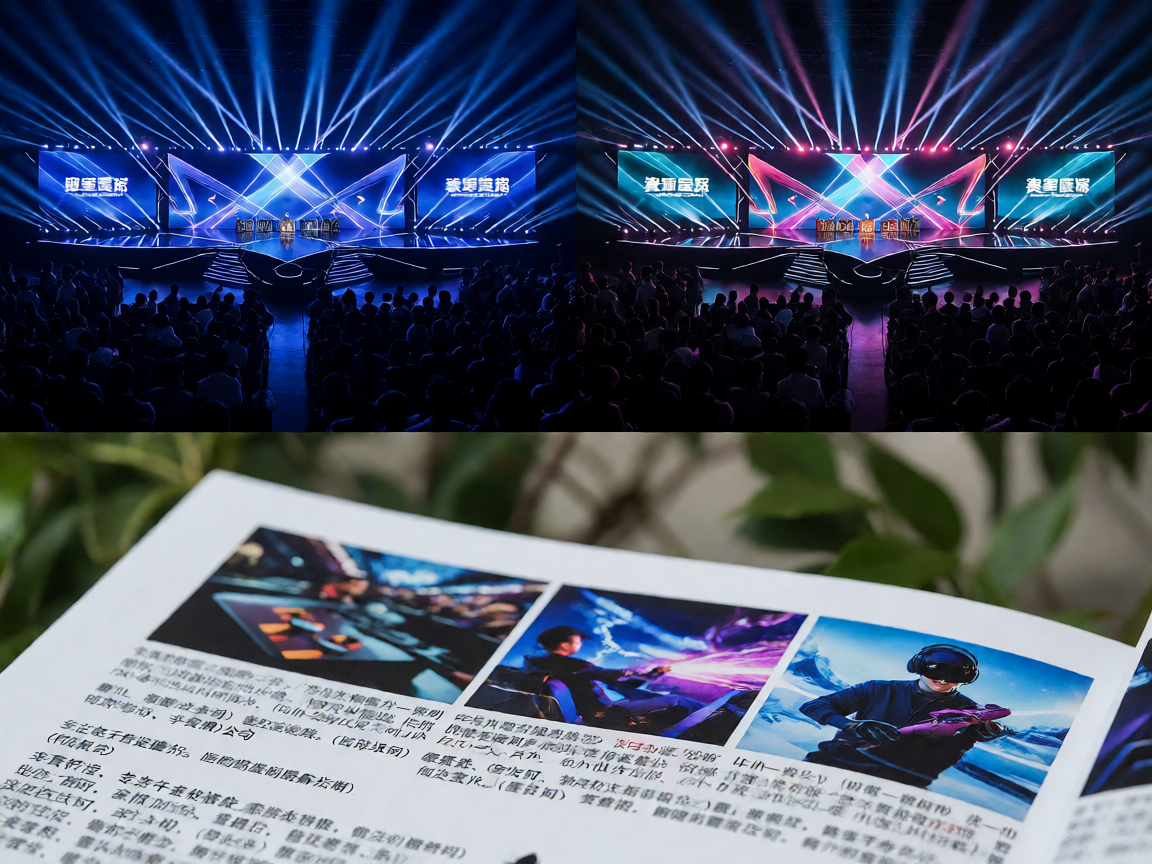 乐竞电竞赛事现场全景灯光与舞台效果